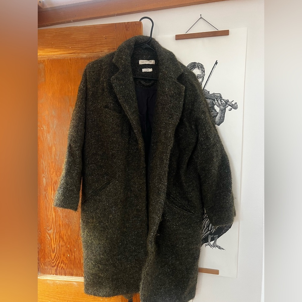 Isabel Marant Etoile olive green wool and alpaca cocoon coat
